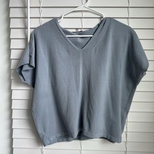 Milano Women's V-Neck Sweater in Light Blue-Grey